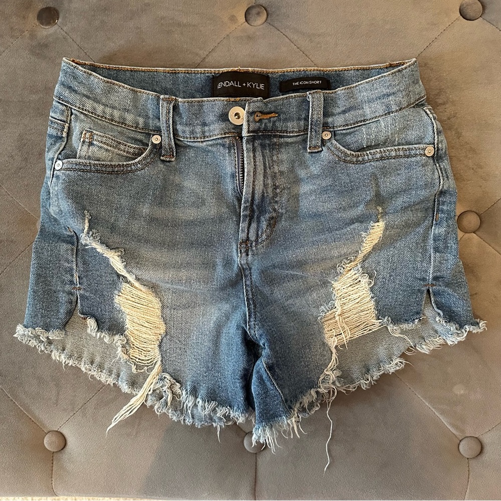 Kendall & Kylie The Icon Short Distressed Denim Shorts